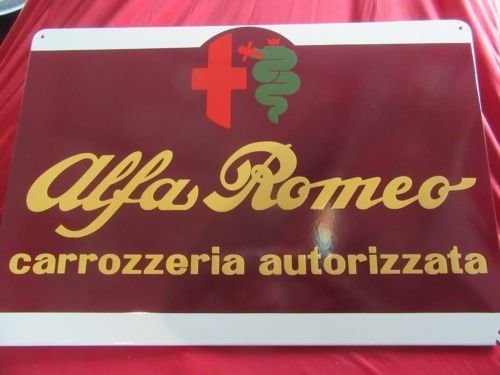 Alfa Romeo Emailleschild Schild " CARROZZERIA AUTORIZZATA " braun 800 x 550 mm NEU