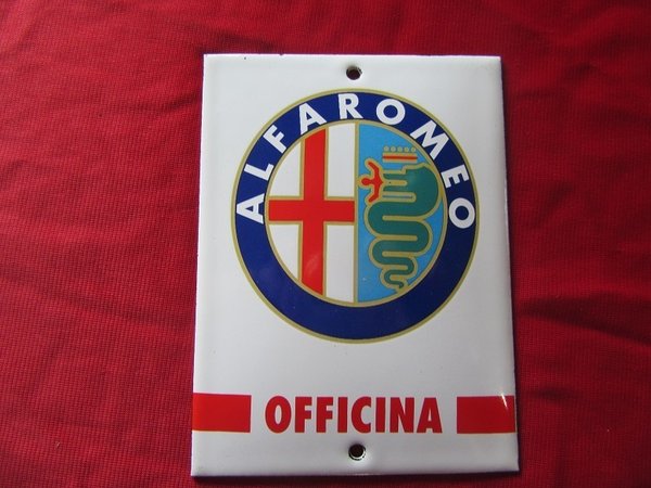Alfa Romeo enamel plate design " officina " 120 x 90 mm NEW