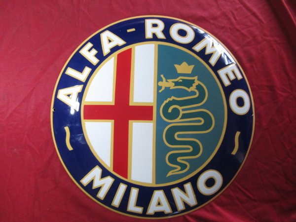 Alfa Romeo Emailleschild Schild " Alfa Romeo Milano Emblem " - Durchmesser 410 mm NEU für Sammler