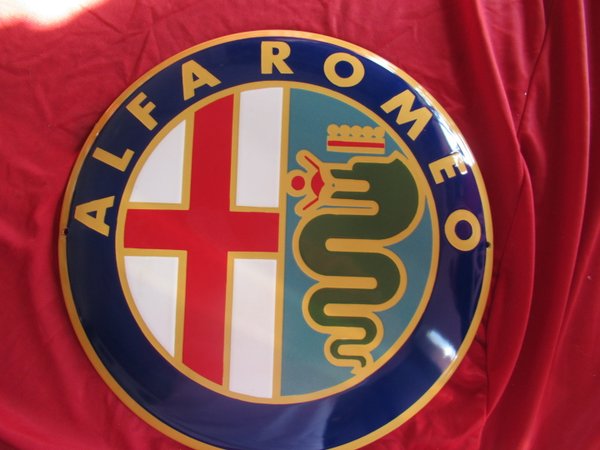 Alfa Romeo enamel plate / sign design " Alfa Romeo Logo " 410 mm NEW